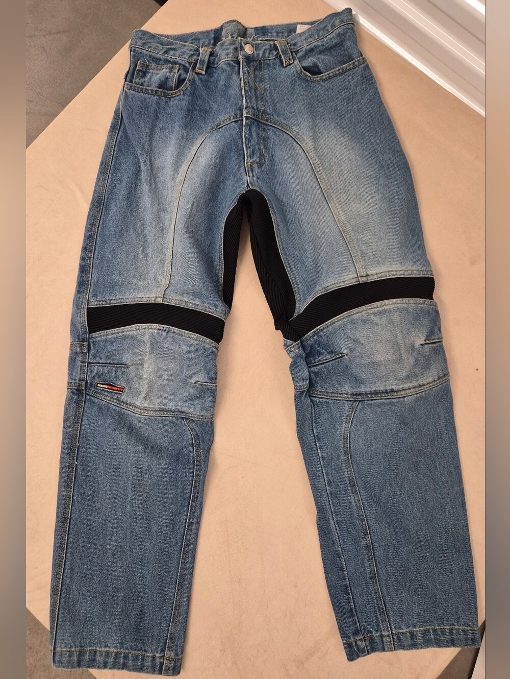 ICON Men's Straight Motorcycle Riding Jeans w Black Stretch Panels Asphalt Tech